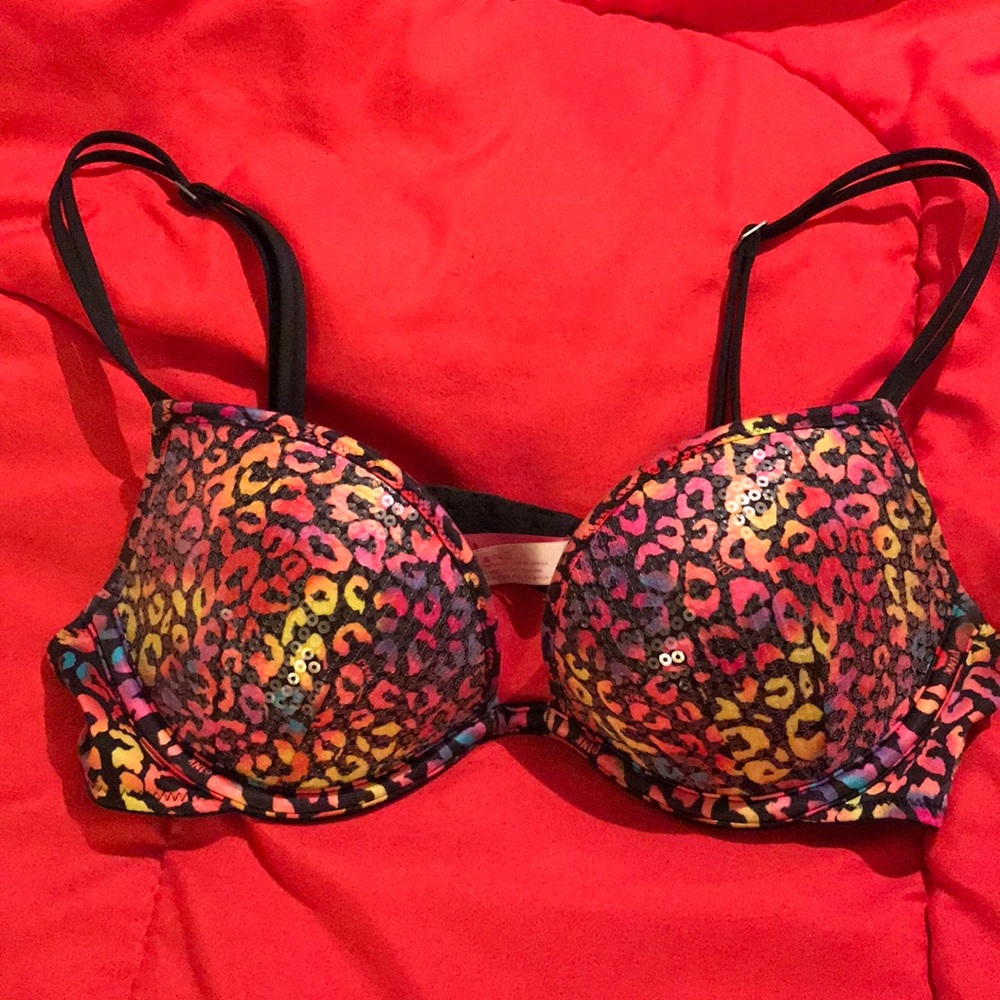 Pink Victoria’s secret Sequin Push up Plunge 34B